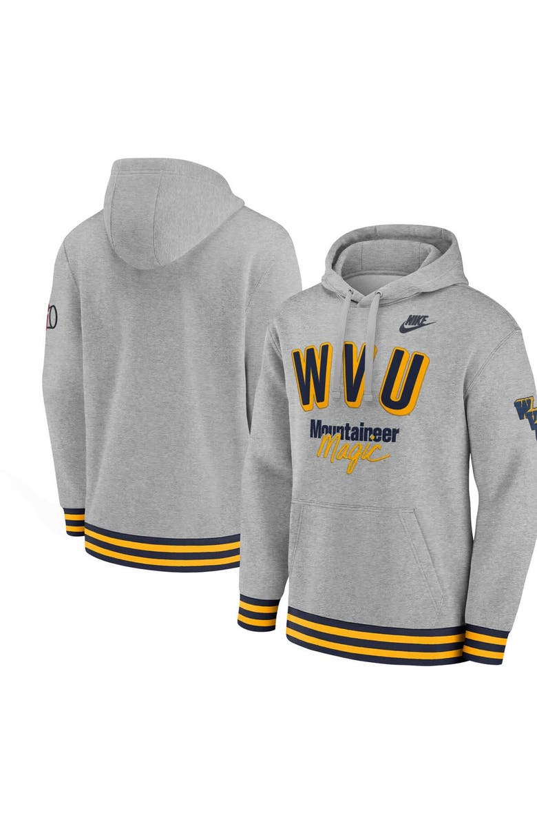 Nike Men's Nike Heather Gray West Virginia Mountaineers Legacy Retro Pullover Hoodie, Main, color, Heather Gray