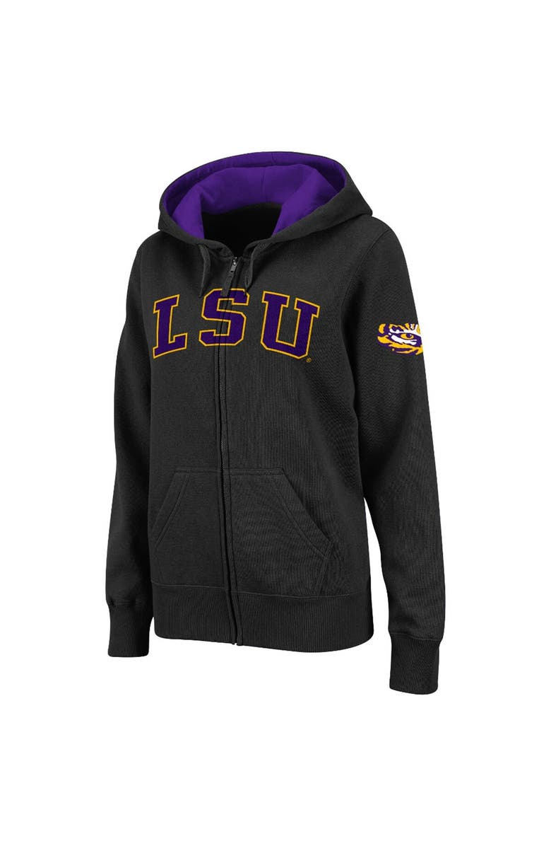 COLOSSEUM Women's Stadium Athletic Black LSU Tigers Arched Name Full-Zip Hoodie, Main, color, Black