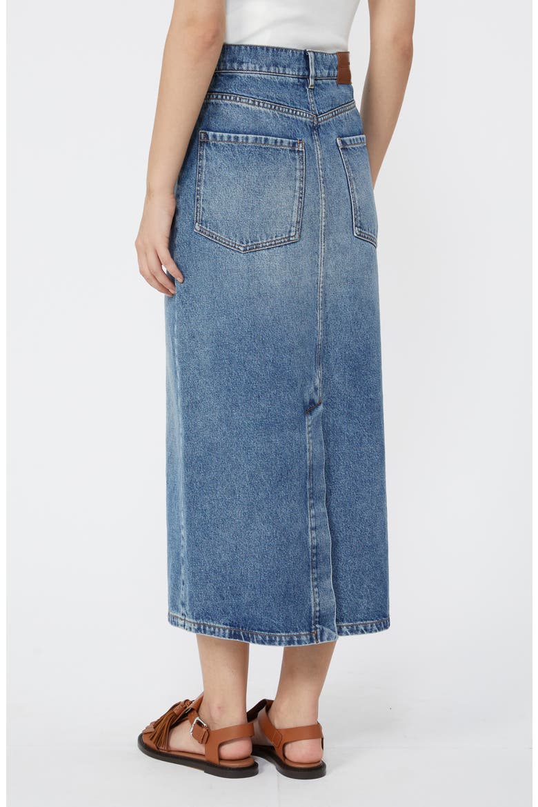 Dasti Button Front Denim Midi Skirt, Alternate, color, NAVY
