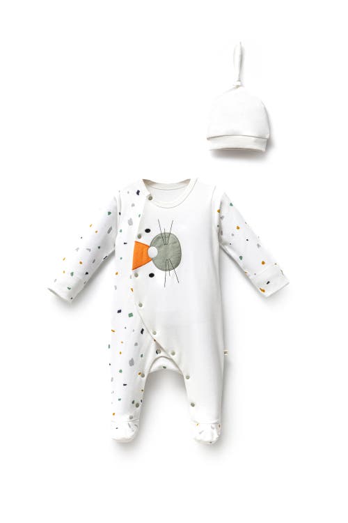 Moi Noi Polka Dot One-piece Set In White