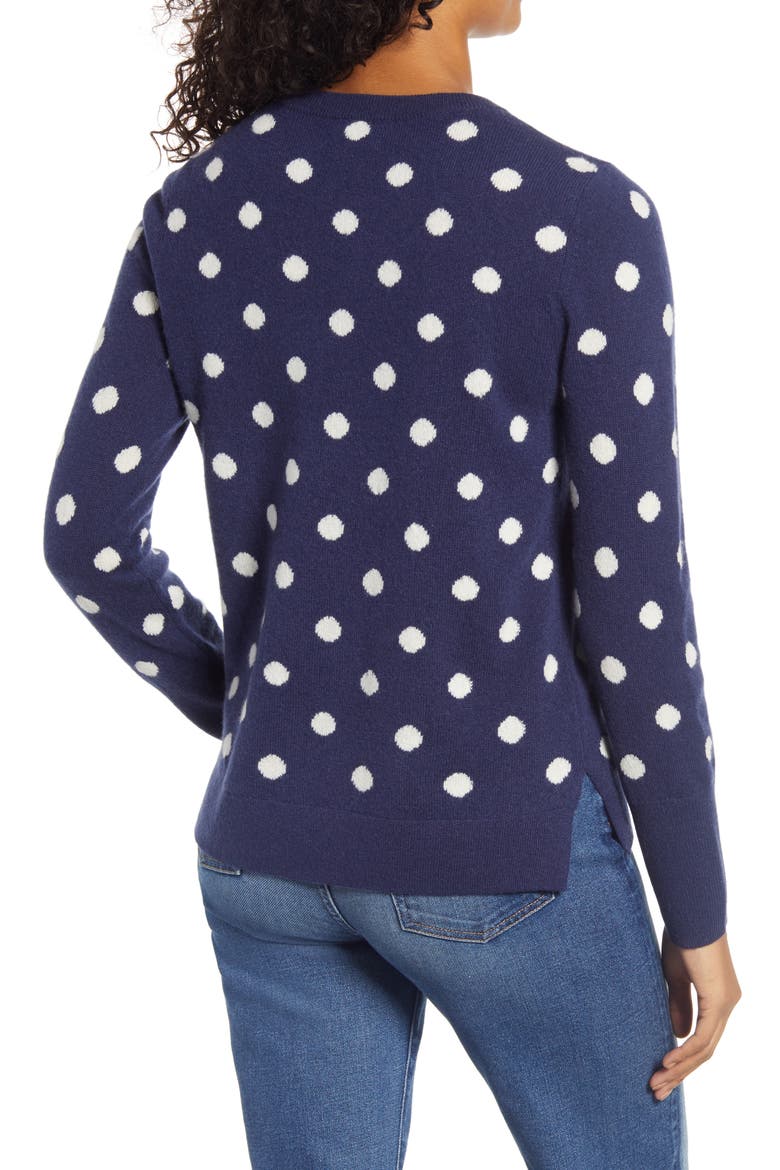 Dot Crewneck Cashmere Sweater, Alternate, color, NAVY- IVORY DOT