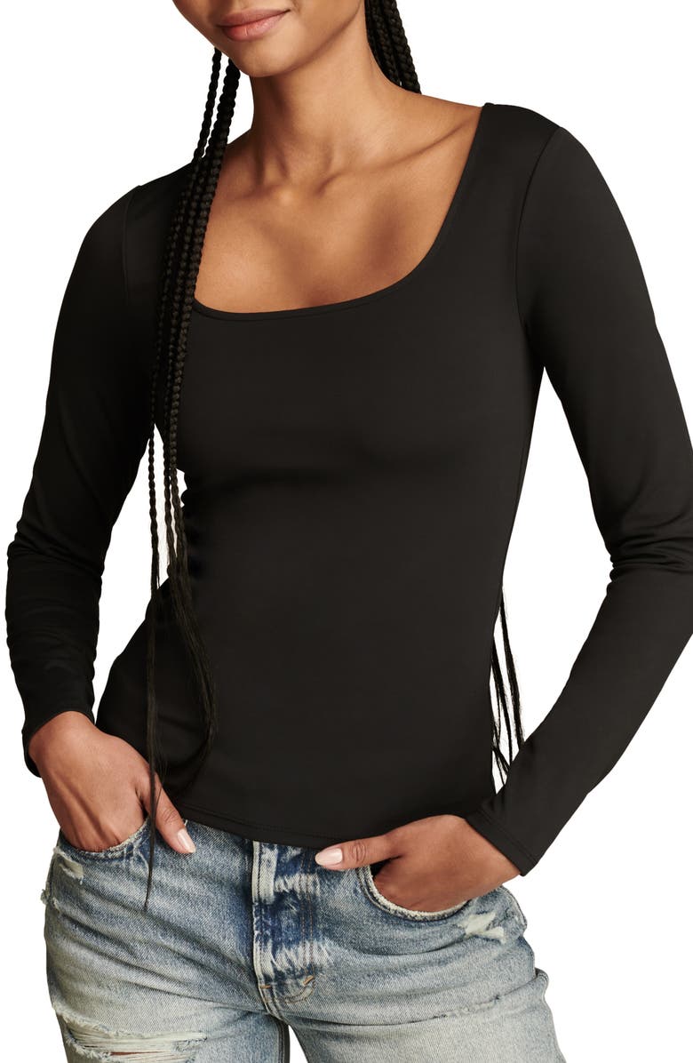 Lucky Brand Contour Square Neck Long Sleeve Top, Main, color, 