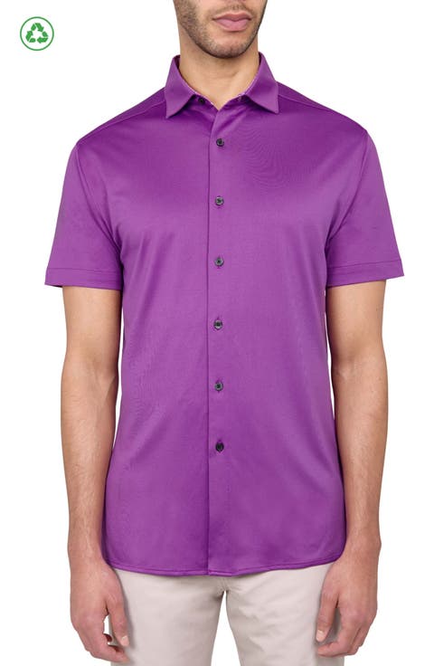 Regular Fit Solid Recycled Performance Golf Button-Down Shirt