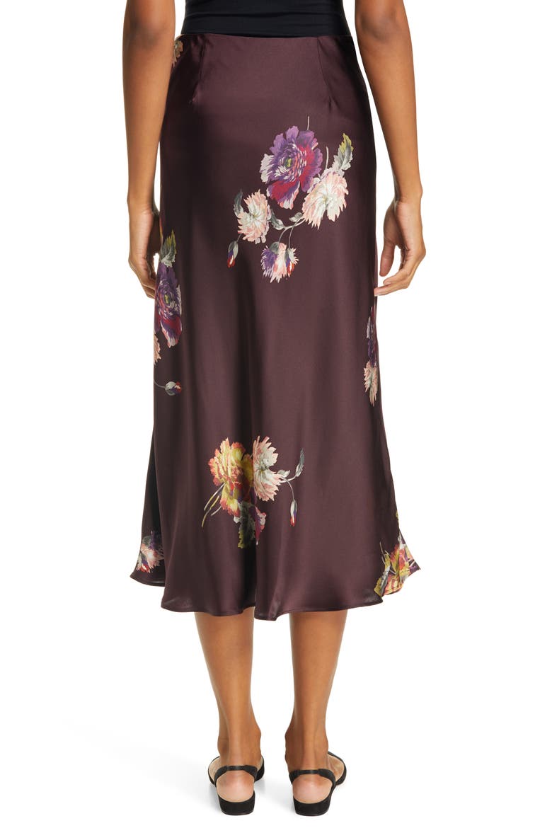 Simone Fleur Silk Charmeuse Bias Cut Skirt, Alternate, color, CURRANT