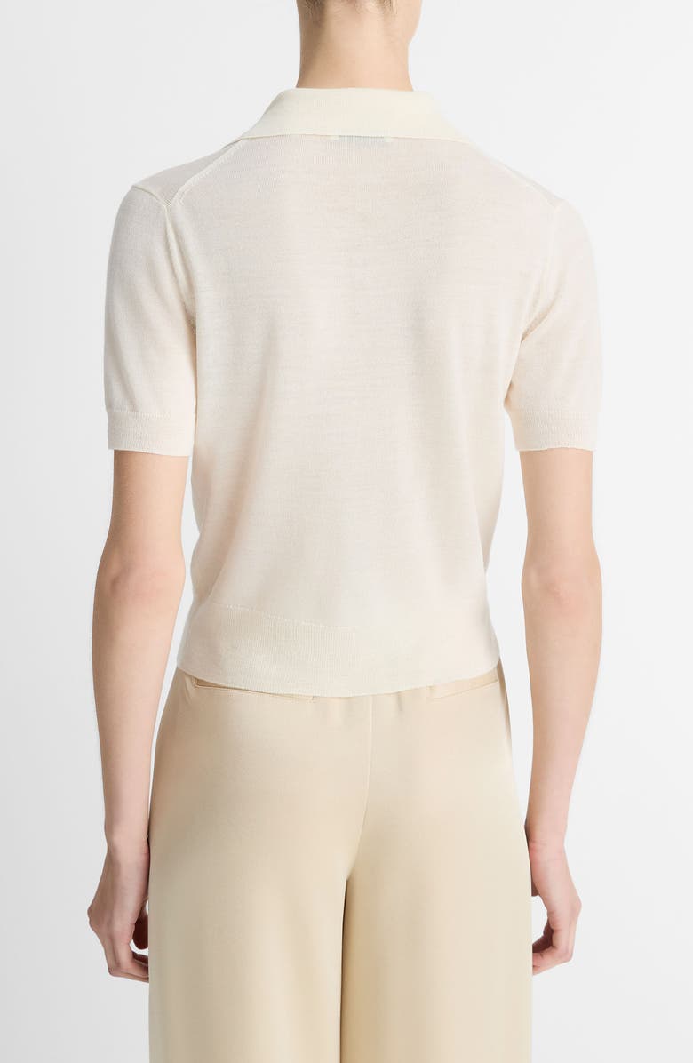 Vince Short Sleeve Button-Up Sweater, Alternate, color, Off White