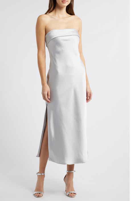 Amsale Faye Strapless Satin Cocktail Dress