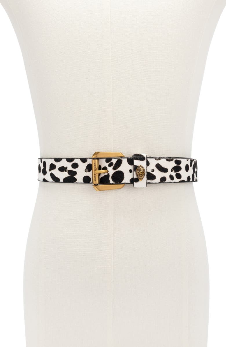 Kurt Geiger London Polka Dot Genuine Calf Hair Belt, Alternate, color, Black/ White