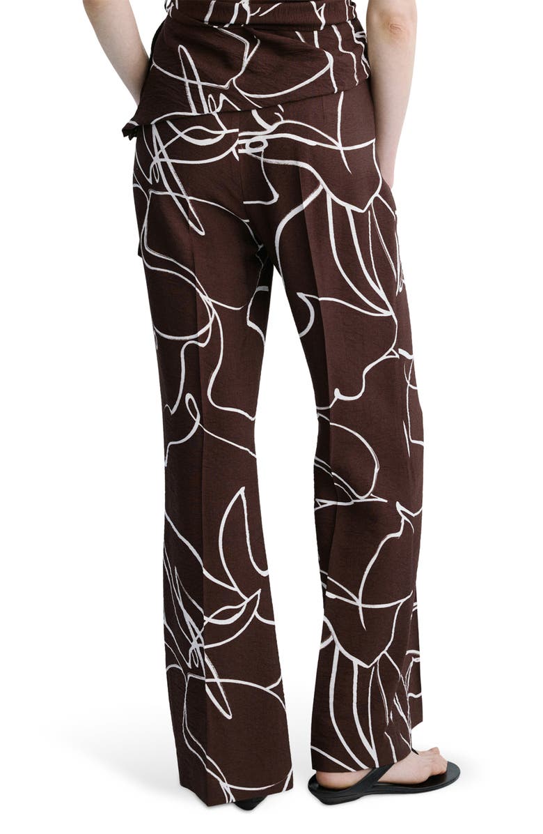 MANGO Print Wide Leg Pants, Alternate, color, Brown