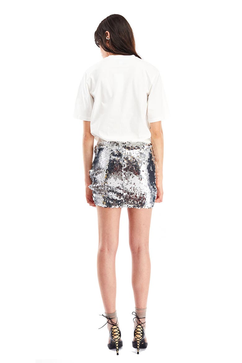 Fernanda Sequins Mini Skirt, Alternate, color, Silver