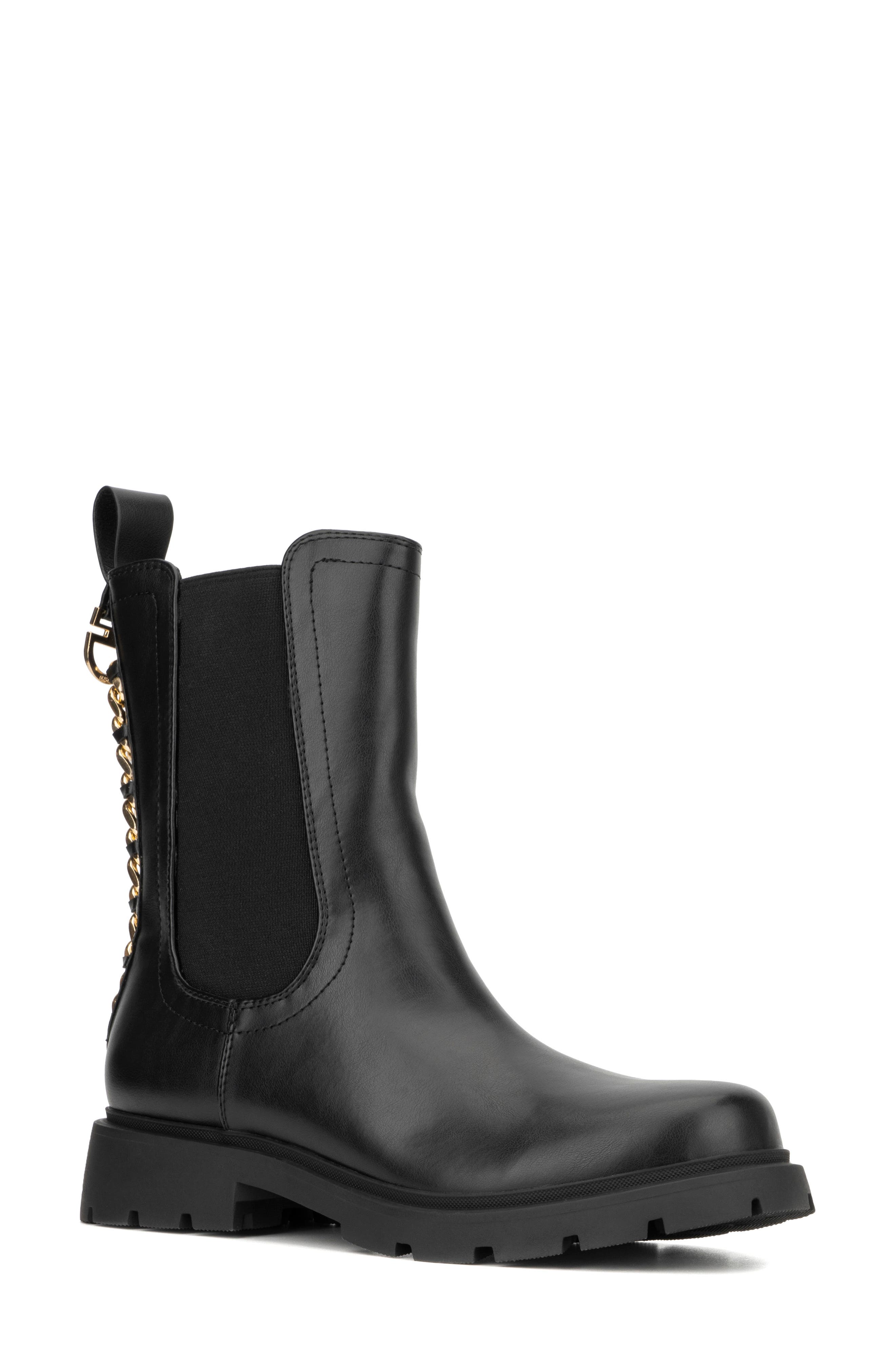NEW YORK AND COMPANY Mandi Lug Sole Chelsea Boot, Main, color, Black