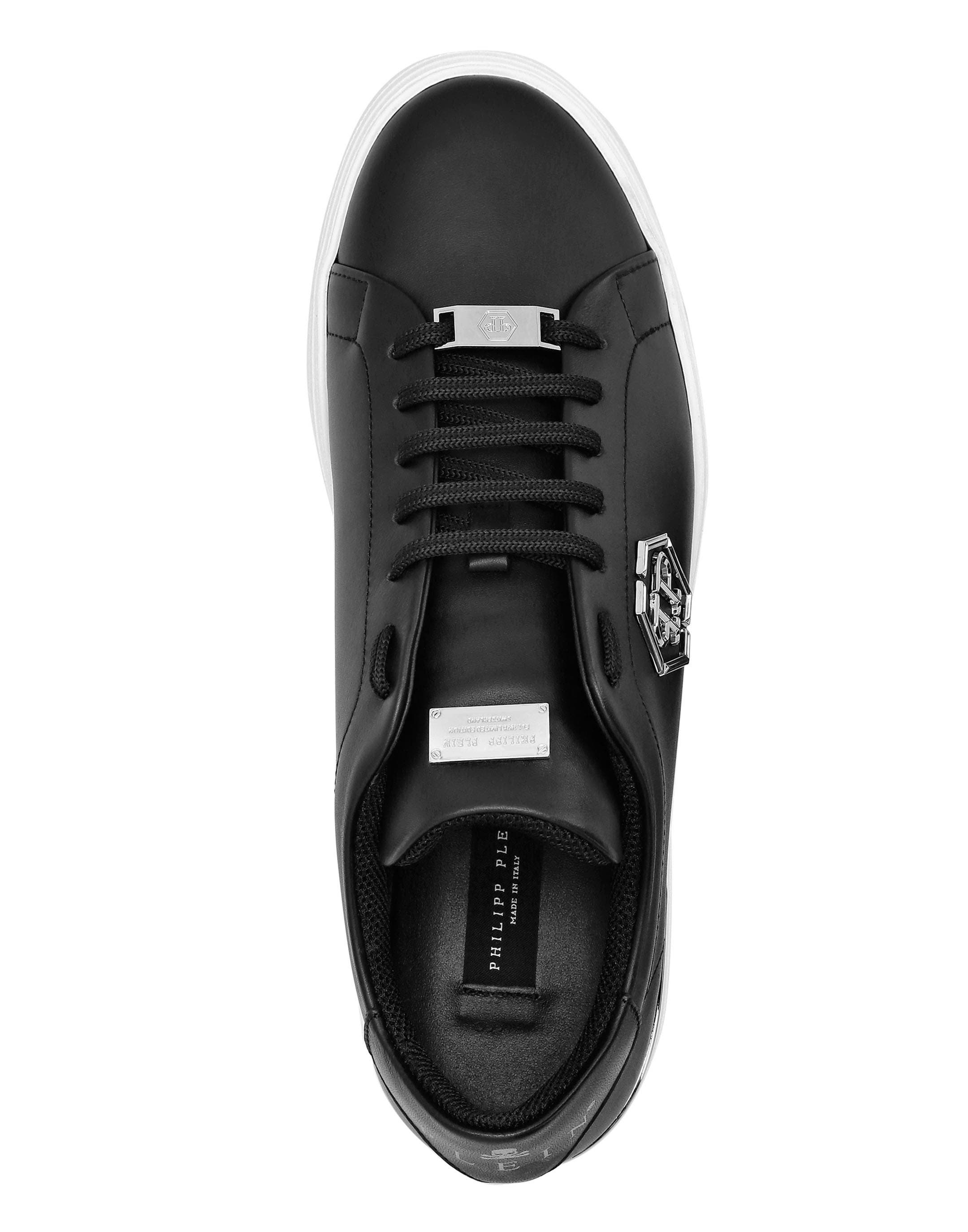 Leather Lo-Top Sneaker Hexagon Unisex, Alternate, color, black