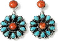 YS GEMS Stabilized Turquoise Floral Drop Earrings