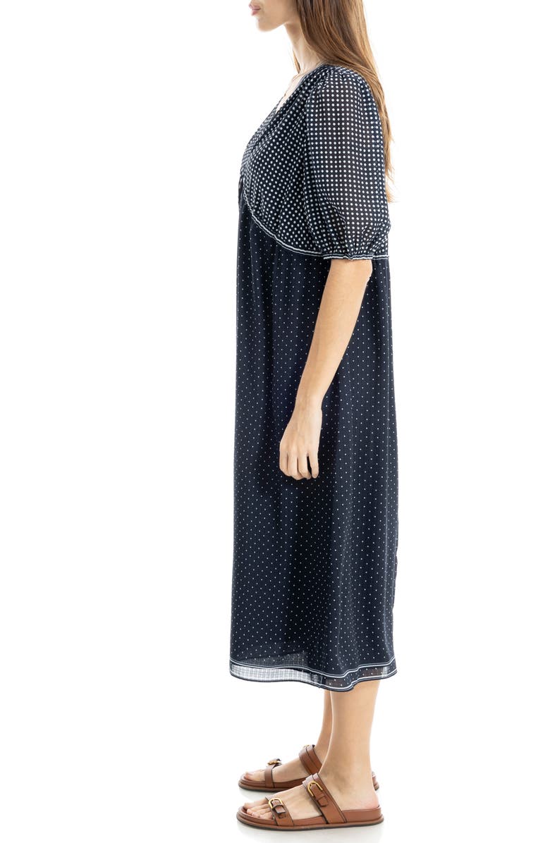 MAX STUDIO Babydoll Midi Dress, Alternate, color, Navy/ Cream