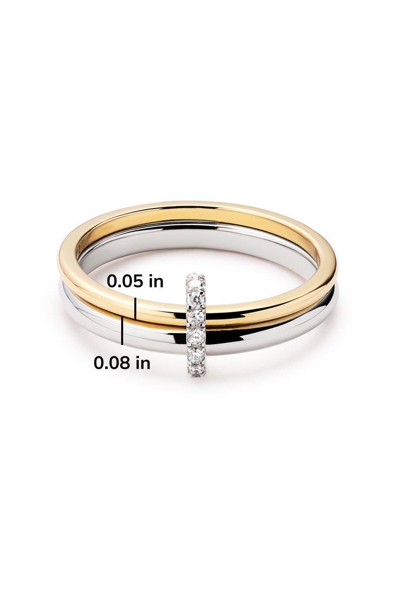 Solid Yellow Gold - Two Tone Diamond Link Ring, Alternate, color, Two-Tone
