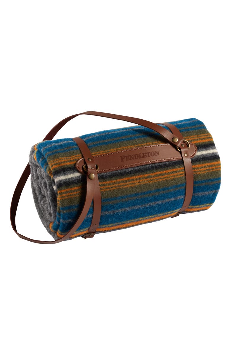 Pendleton National Park Stripe Throw Blanket & Carrier, Main, color, Olympic