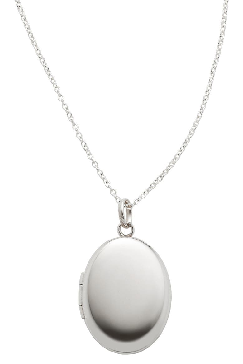 Oval Locket Pendant Necklace, Main, color, SILVER