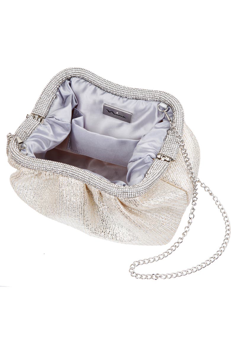 Nina Zayla Frame Clutch, Alternate, color, Silver