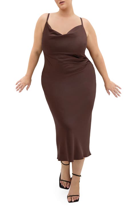 Cowl Neck Satin Slipdress