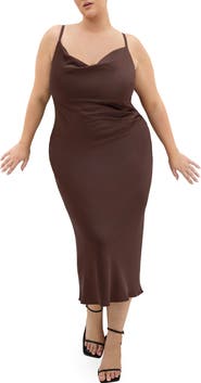City Chic Cowl Neck Satin Slipdress