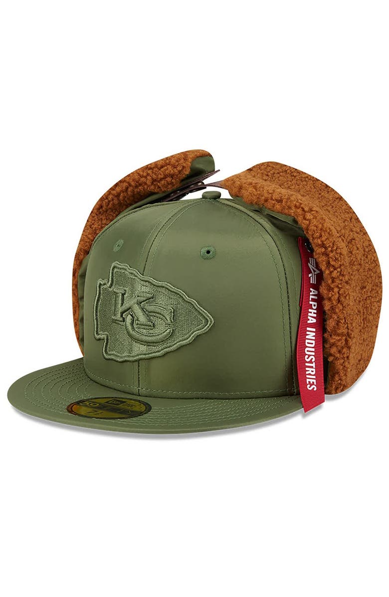 New Era x Alpha Industries Men's New Era x Alpha Industries Olive Kansas City Chiefs Dog Ears 59FIFTY Fitted Hat, Alternate, color, Olive