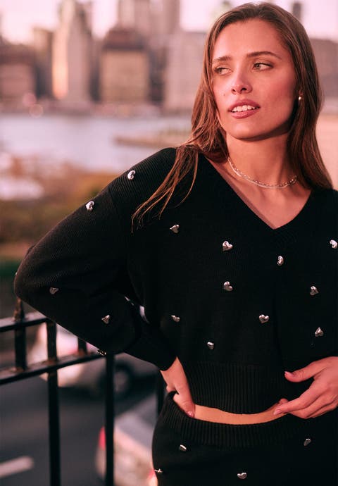 Heart Embellished Sweater (Plus)