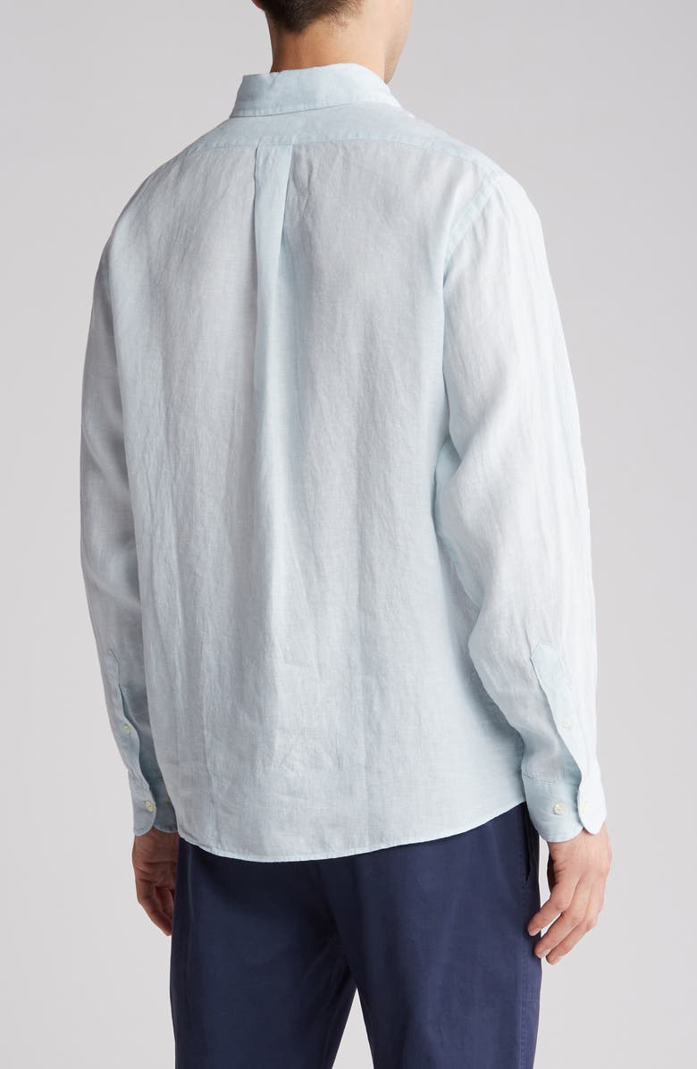 Brooks Brothers Regular Fit Linen Dress Shirt, Alternate, color, Bleached Aqua