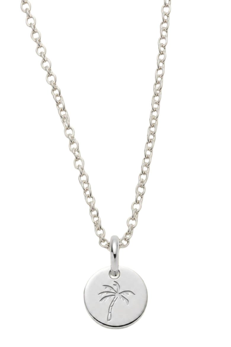 Palm Tree Disc Necklace, Main, color, Silver
