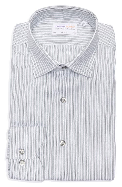 Lorenzo Uomo Trim Fit Stripe Textured Stretch Dress Shirt In Gray