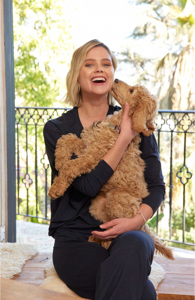 The Cat's Pajamas Pima Knit Holiday Pullover Set, Alternate, color, Classic Midnight