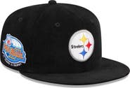 New Era Men's New Era Black Pittsburgh Steelers Throwback Cord 59FIFTY Fitted Hat