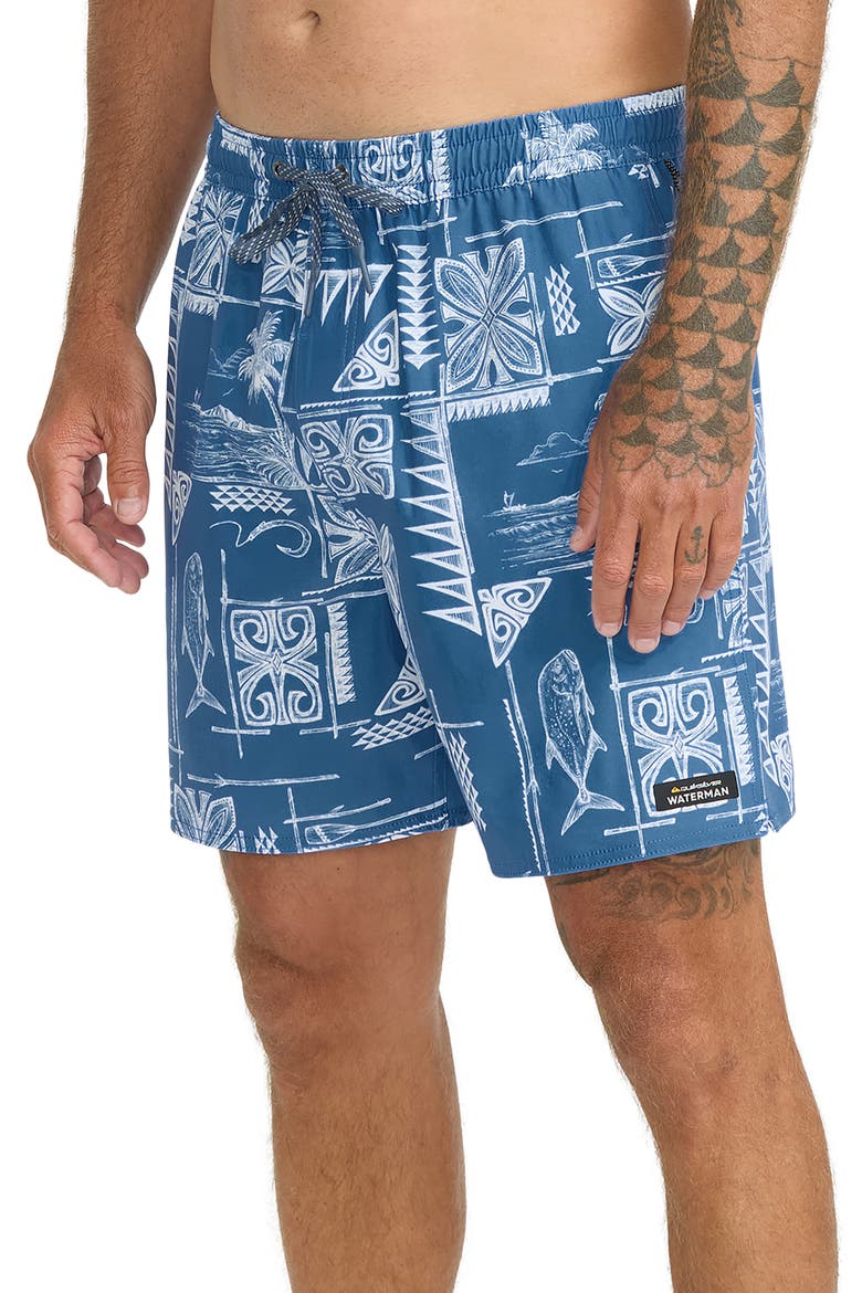 Mix Pack Print Swim Trunks, Alternate, color, FEDERAL BLUE