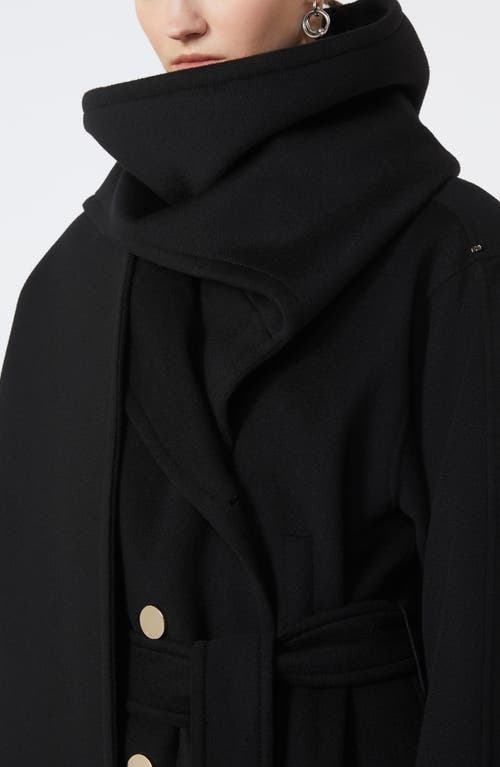 Sportmax Wool Coat With Belted Waist And Oversized Sleeves In Black