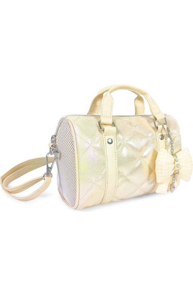 OMG Accessories Kids' Metallic Quilted Mini Duffle Bag, Alternate, color, Butter