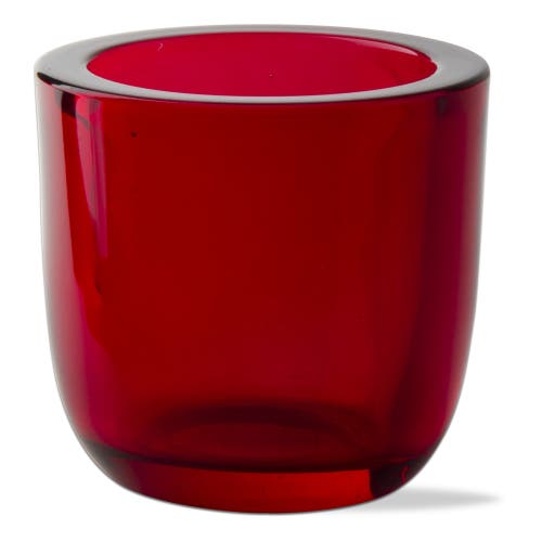 Tag Classic Red Glass Tealight Holder For Christmas Decor In Red