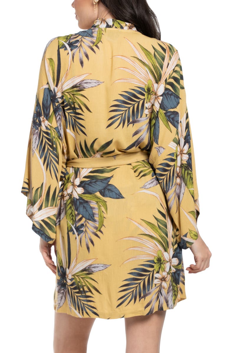 Midnight Bakery Floral Yoryu Wrap Robe, Alternate, color, Yellow