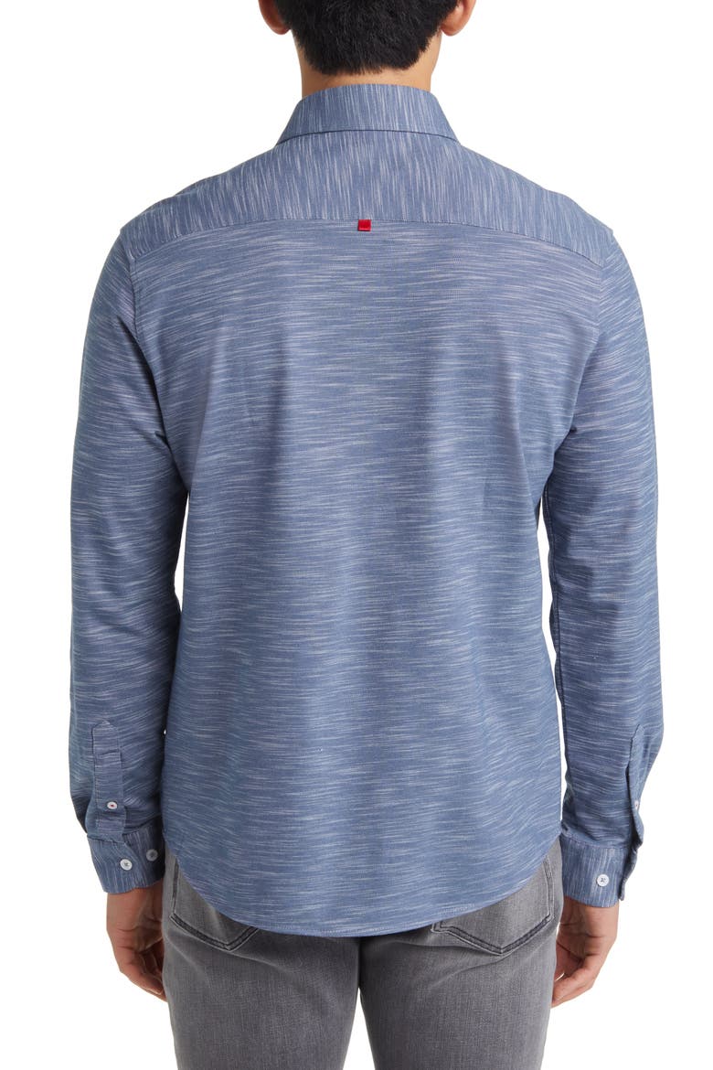 Slub Knit Button-Up Shirt, Alternate, color, DARK NAVY