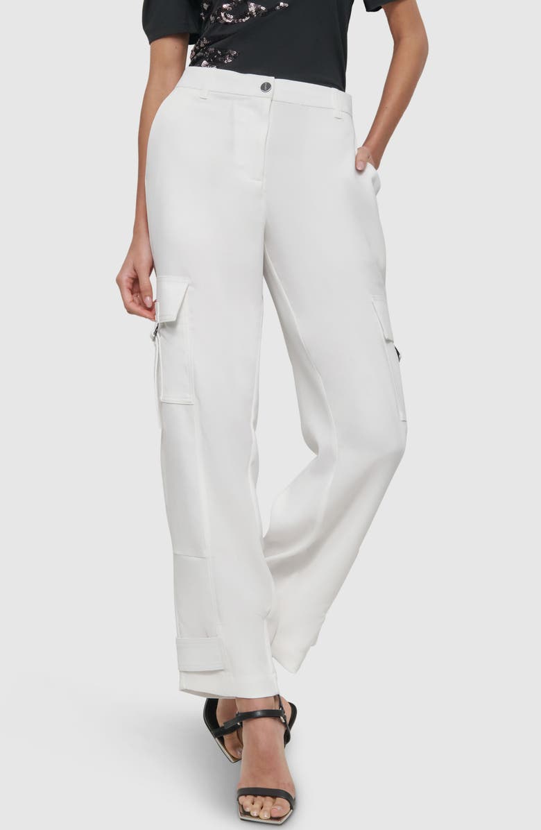 DKNY Satin Cargo Pants, Main, color, 