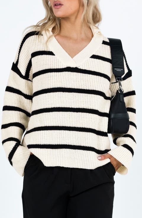 Stripe V-Neck Sweater