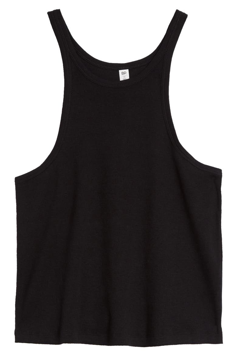 Ribbed Scoop Tank, Alternate, color, BLACK