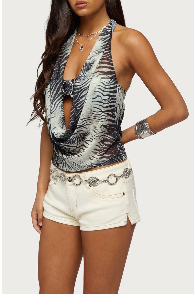 Issey Animal Print Layered Halter Top, Alternate, color, BLACK MIX