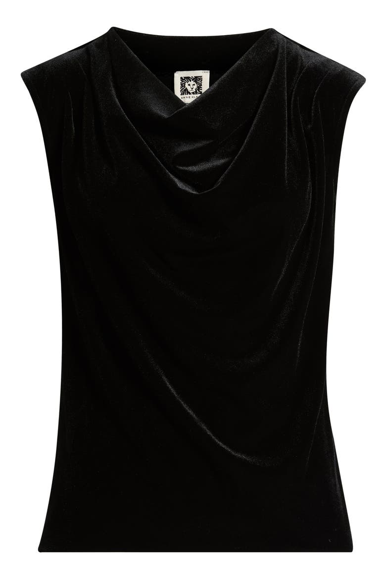 Pleated Cowl Neck Top, Alternate, color, ANNE BLACK