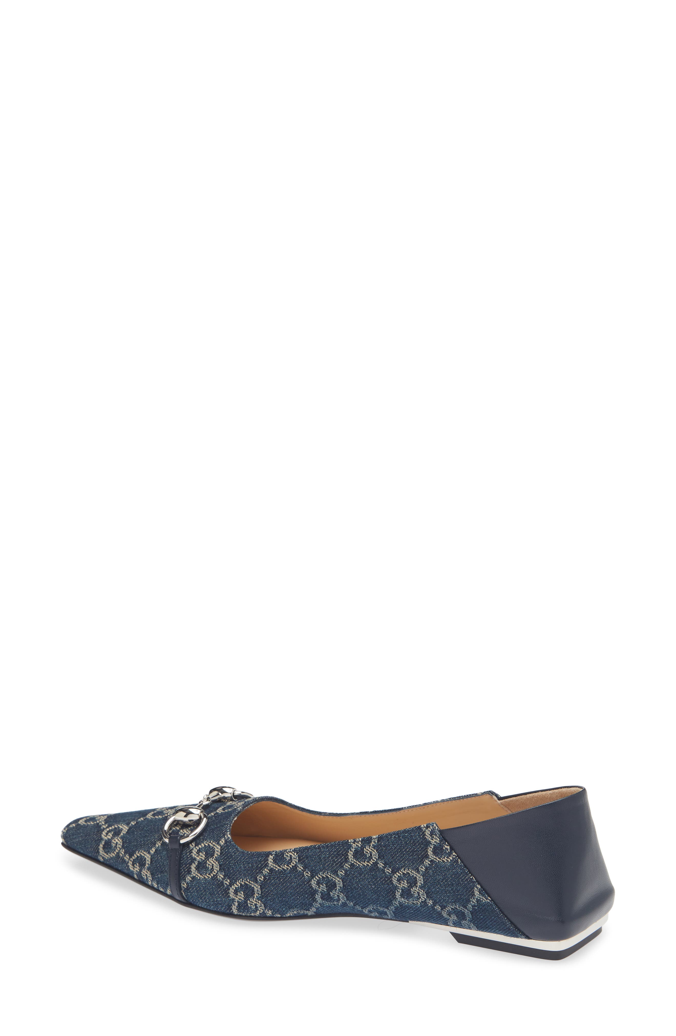 Vittoria Horsebit GG Canvas Convertible Flat, Alternate, color, 4741 DENIM