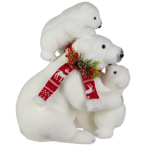 Northlight Mama Polar Bear And Cubs Christmas Figures In White