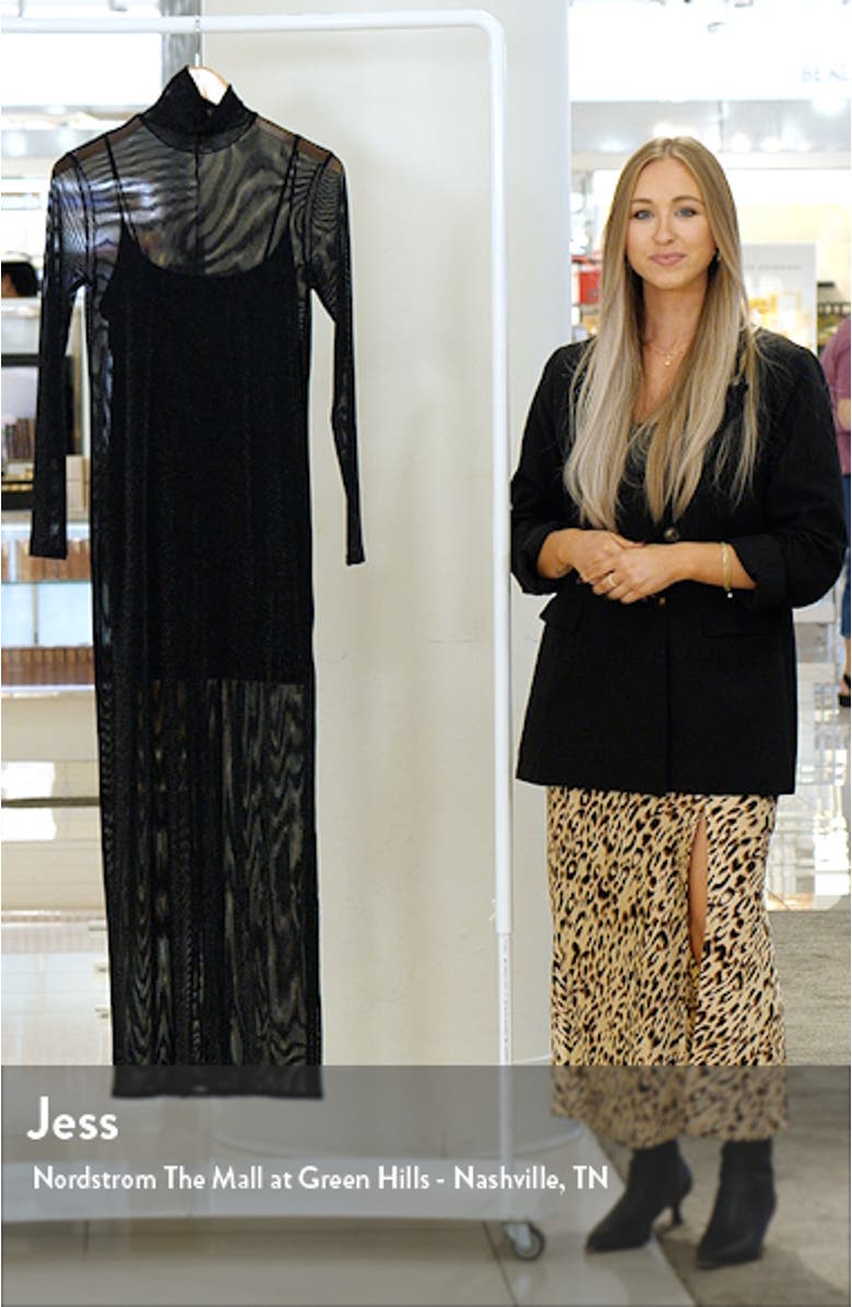 Metallic Long Sleeve Stretch Mesh Maxi Dress, sales video thumbnail