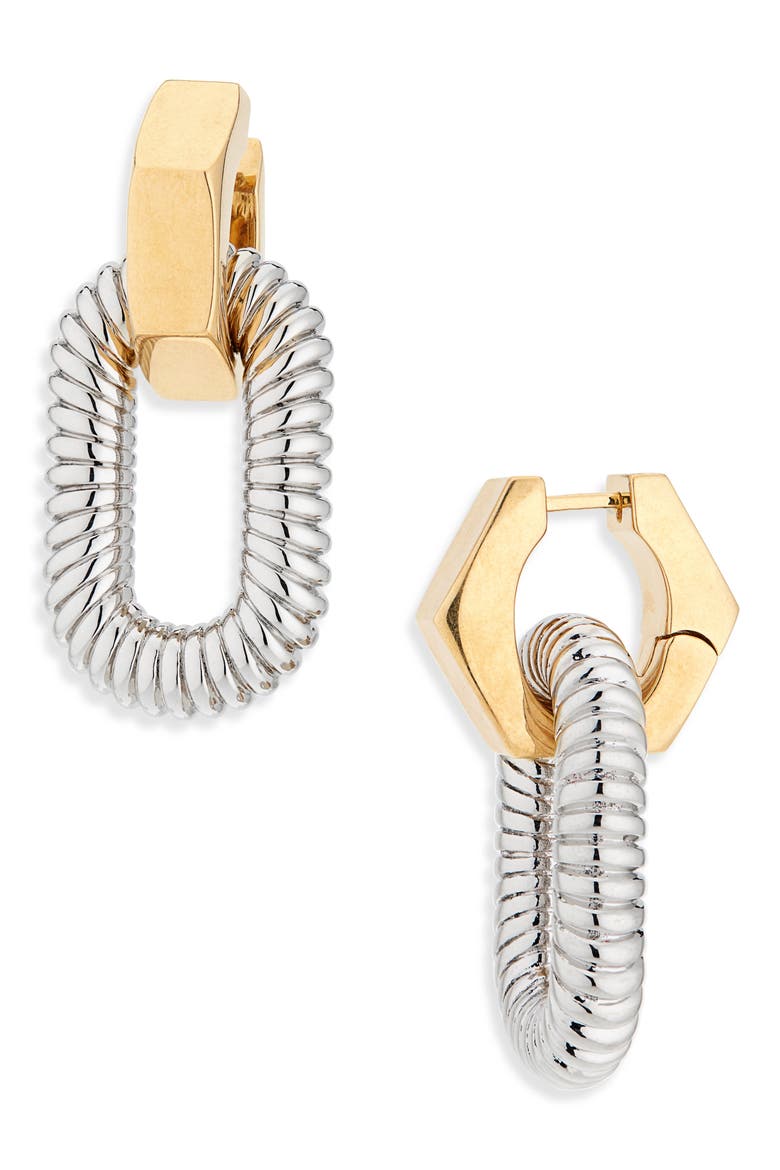 XL Link Screw Drop Earrings, Main, color, SILVER / GOLD