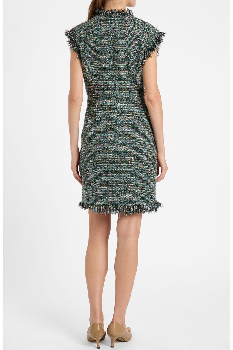 Tuscany Cap Sleeve Dress in Luxury Tweed, Alternate, color, Evergreen