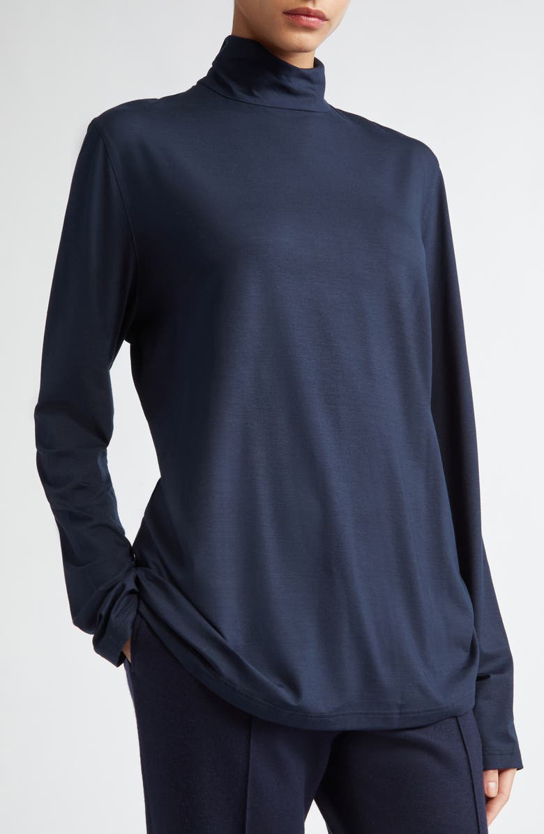 Akris punto Fitted Mock Neck Stretch Modal Knit Top, Alternate, color,