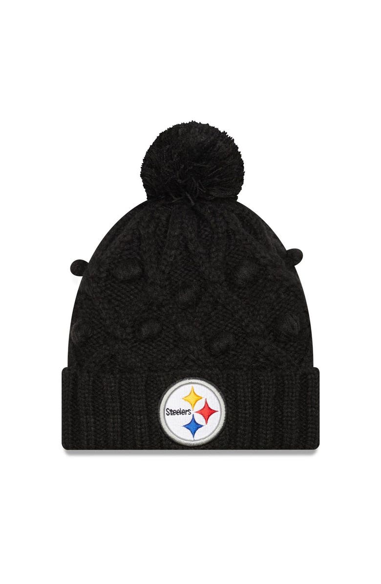 New Era Women's New Era Black Pittsburgh Steelers Toasty Cuffed Knit Hat with Pom, Main, color, Black