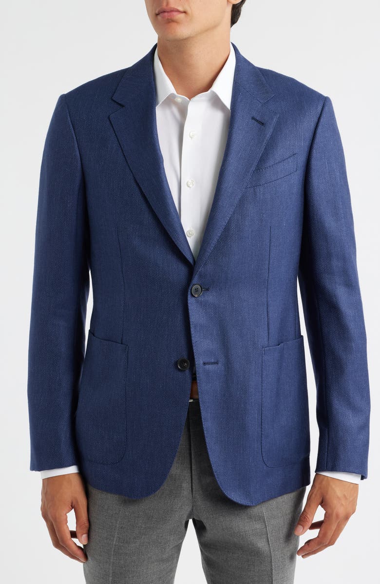ZEGNA Cashmere, Silk & Linen Sport Coat, Alternate, color, Ink Blue