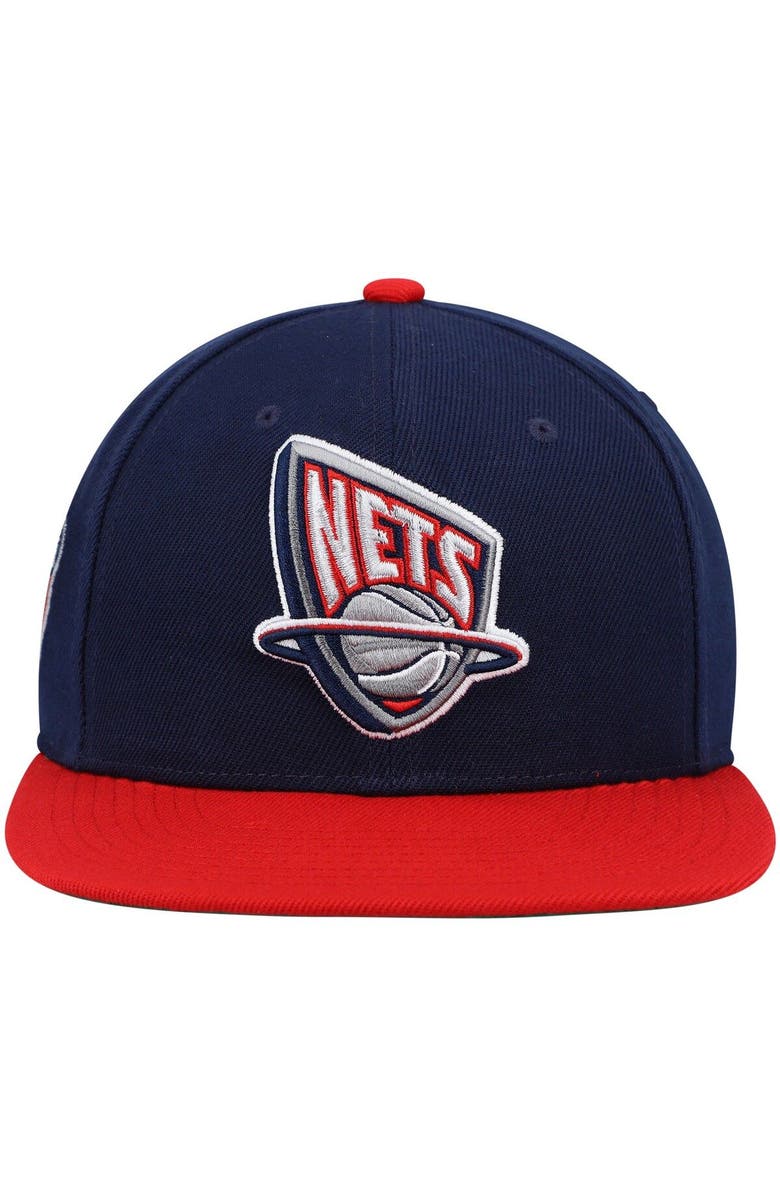 Mitchell & Ness Men's Mitchell & Ness Navy/Red New Jersey Nets Hardwood Classics Core Side Snapback Hat, Alternate, color,